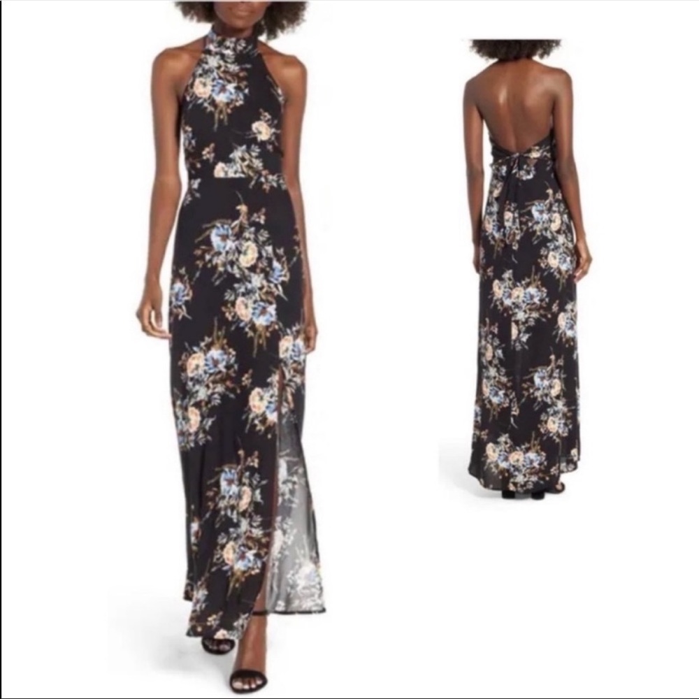 Astr black floral maxi dress